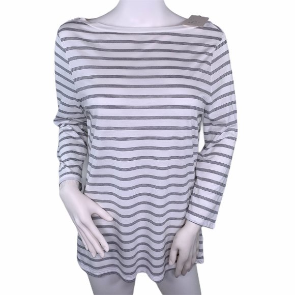 A New Day Women's White Striped Slim Fit Long Slee - Picture 3 of 11